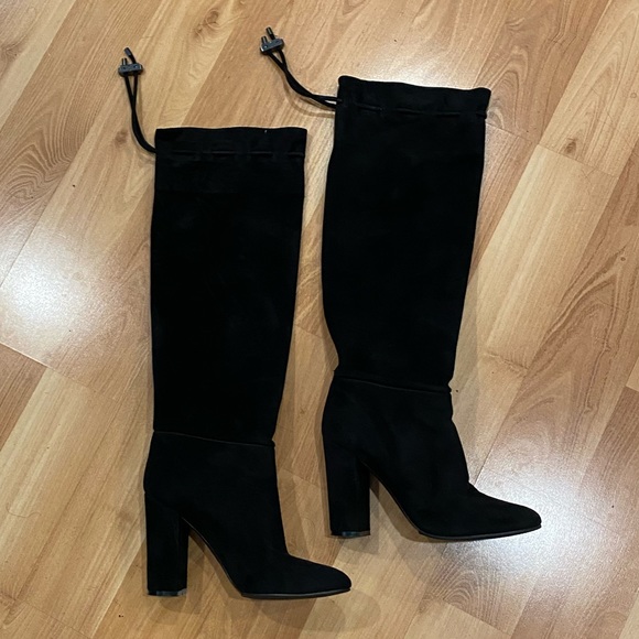 Lanvin Black Suede Drawstring Boots - Picture 2 of 11
